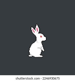 white rabbit in pixel art style