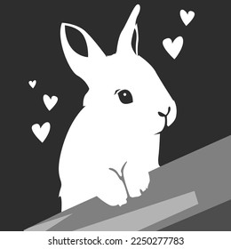 White Rabbit silhouette illustration design, Dark background