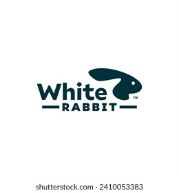 white rabbit simple logo design