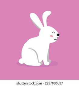 White rabbit sitting with closed eyes