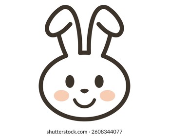 White rabbit smiling icon illustration