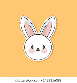 White Rabbit Sticker Vector Illustration