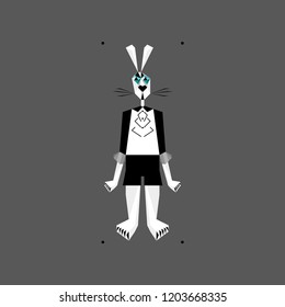 White rabbit tensely looking away.