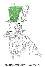 White rabbit with top hat