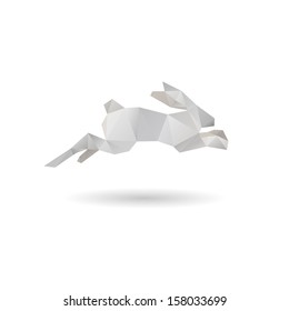 White rabbit triangle abstract isolated on a white backgrounds, vector illustration