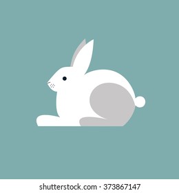White rabbit vector illustration. Isolated on background. Flat illustration.