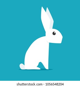 White rabbit. Vector image isolated on background