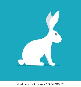 White rabbit. Vector image isolated on background
