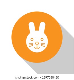 White Rabbit zodiac sign icon isolated on white background. Astrological horoscope collection. Orange circle button. Vector Illustration