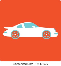 White race car icon. vector illustration