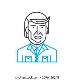White race linear icon concept. White race line vector sign, symbol, illustration.