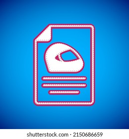 White Racing helmet icon isolated on blue background. Extreme sport. Sport equipment.  Vector