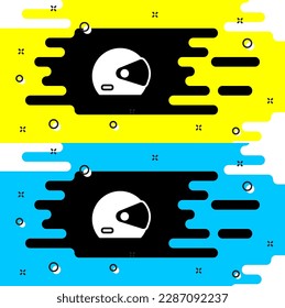 White Racing helmet icon isolated on black background.  Vector