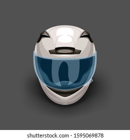 white racing helmet on dark grey