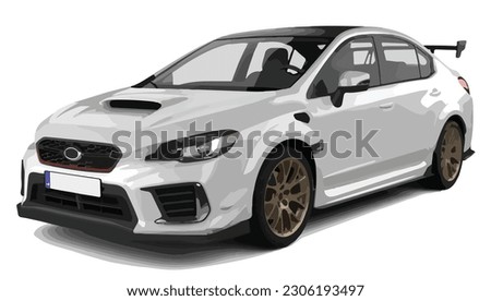 white racing sedan car sport modify style electric 3d art modern concept design vector isolated model template white background Stock photo © 