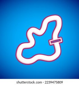 White Racing track icon isolated on blue background.  Vector