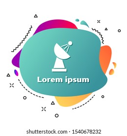White Radar icon isolated on white background. Search system. Satellite sign. Abstract banner with liquid shapes. Vector Illustration