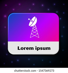 White Radar icon isolated on black background. Military search system. Rectangle color button. Vector Illustration
