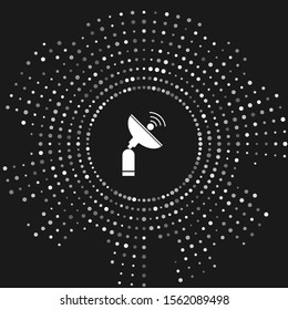 White Radar icon isolated on grey background. Search system. Satellite sign. Abstract circle random dots. Vector Illustration