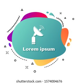 White Radar icon isolated on white background. Search system. Satellite sign. Abstract banner with liquid shapes. Vector Illustration