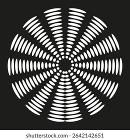 White radial wheel. Rotor petal icon. Dark contrast motif. Vector graphic symbol