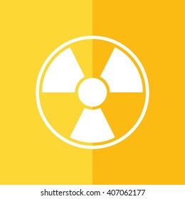 White radiation icon vector sign. Yellow background