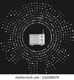 White Radio with antenna icon isolated on grey background. Abstract circle random dots. Vector Illustration