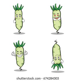 White radish character vegetable set