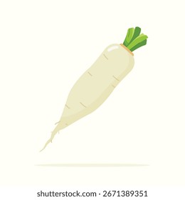  Icono de rábano blanco en estilo plano, ilustración plana de verduras frescas para la salud