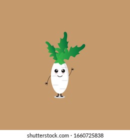 white radish mascot vector design.