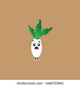 white radish mascot vector design eps 10