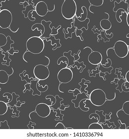 The white radish on a black background. Vector graphics.