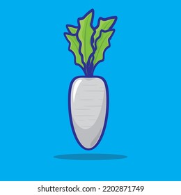 White radish vector flat design ,vegtable icon ,suitable for icon,poster,sticker,etc