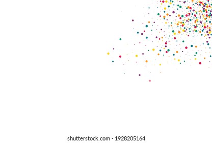 White Rain Fun White Background. Vector Confetti Background. Celebrate Polka Card. Orange Dust Festival Texture.