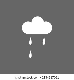 White Rain Icon in grey background. flat style. Cloud rain symbol for your web site design, logo, app, UI. Modern forecast storm sign. Weather, internet concept.