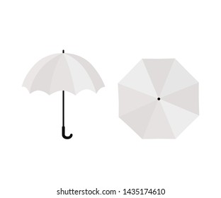 White rain umbrella isolated on white background. Vector illustration