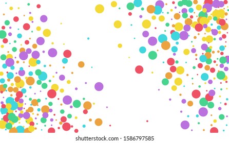 White Rain Vector Backdrop. Flying Shine Wallpaper. Festival Banner. White Round Festival Design. Confetti Decoration Postcard.