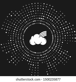 White Rainbow with clouds icon isolated on grey background. Abstract circle random dots. Vector Illustration