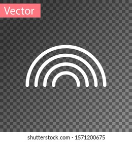 White Rainbow with clouds icon isolated on transparent background.  Vector Illustration