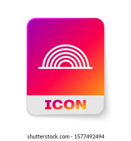 White Rainbow with clouds icon isolated on white background. Rectangle color button. Vector Illustration