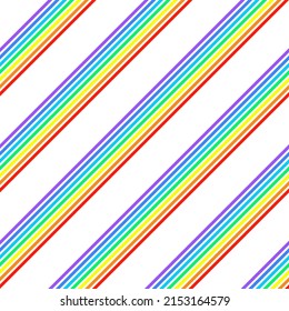 Banda diagonal blanca y arcoiris. Patrón de multicolor vectorial sin fisuras adecuado para la moda, la decoración del hogar y la estacionalidad.
