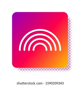 White Rainbow icon isolated on white background. Square color button. Vector Illustration