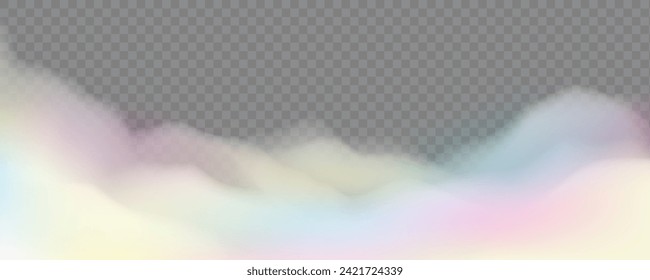 White rainbow realistic clouds on transparent cut-out background
