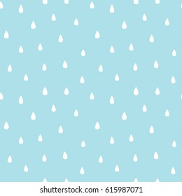 White raindrops on blue background. Seamless pattern. Vector image.