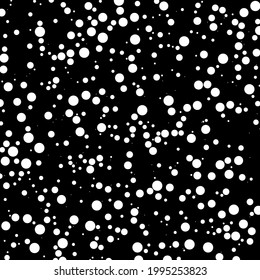 White random dots, circles over black backdrop. Dotted vector element, pattern with negative space