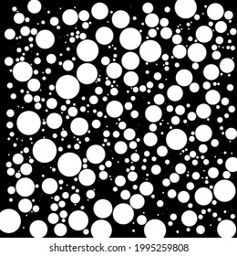 White random dots, circles over black backdrop. Dotted vector element, pattern with negative space