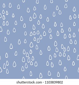 White   random individually hand drawn droplets blue background  No two are alike  A vector  seamless pattern which is easy to edit  Inspired by nature 