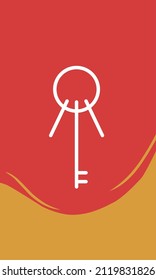 White random key symbol on yellow and red background