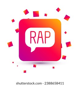 White Rap music icon isolated on white background. Square color button. Vector