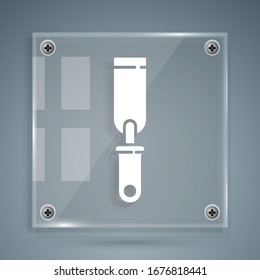 White Rasp metal file icon isolated on grey background. Rasp for working with wood and metal. Tool for workbench, workshop. Square glass panels. Vector Illustration